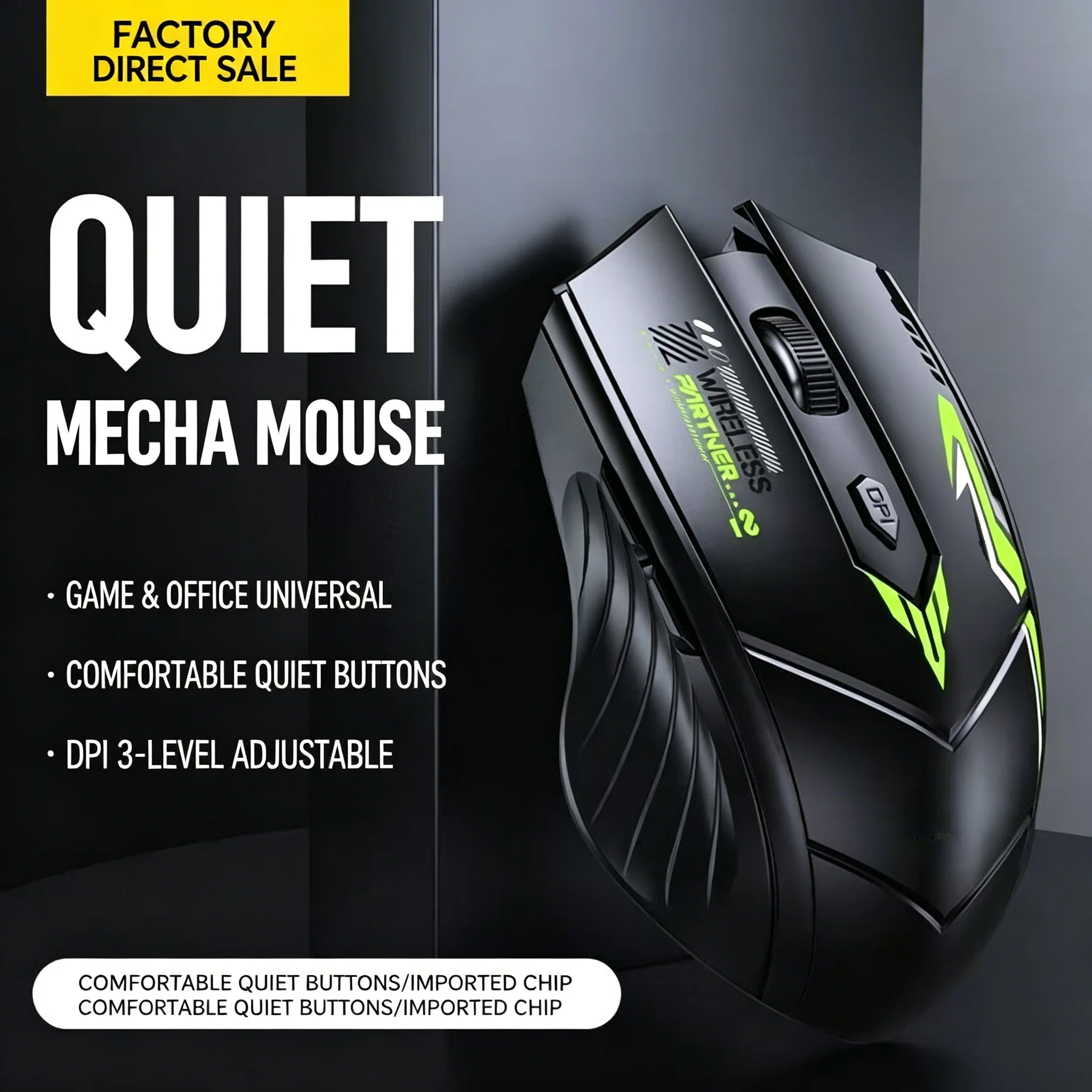 Sci-Fi Mecha Style Wireless 2.4G & Bluetooth Dual-Mode Mouse, Rechargeable, 3-Level DPI, Silent Buttons, Ideal For Small Hands,
Sci-Fi Mecha Style Wireless 2.4G & Bluetooth Dual-Mode Mouse, Rechargeable, 3-Level DPI, Silent Buttons, Ideal For Small Hands,