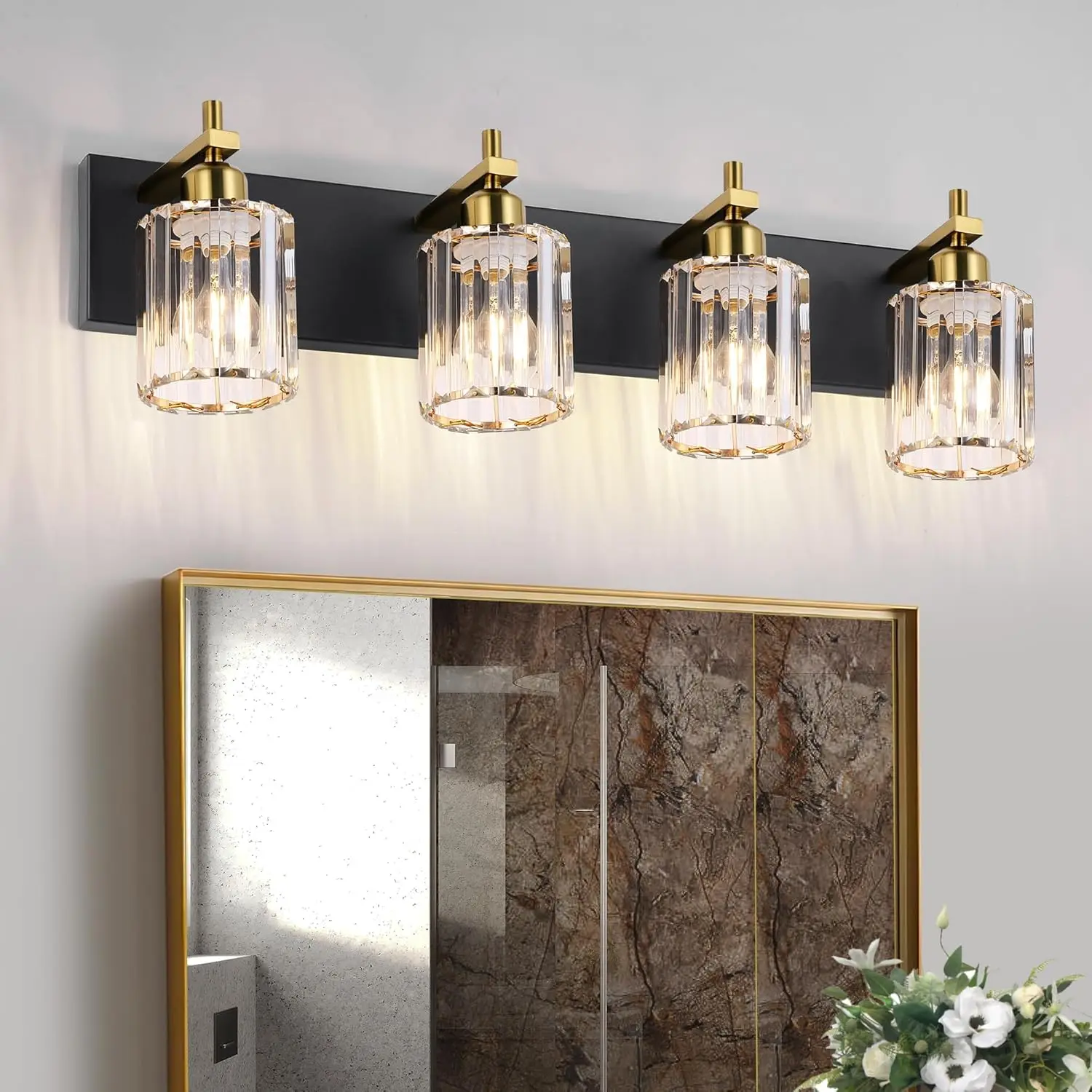 She'S Home 4 Light Crystal Vanity Lights For Bathroom - Black And Gold Modern Bathroom Vanity Lights Over Mirror 28 Inch,
She'S Home 4 Light Crystal Vanity Lights For Bathroom - Black And Gold Modern Bathroom Vanity Lights Over Mirror 28 Inch,