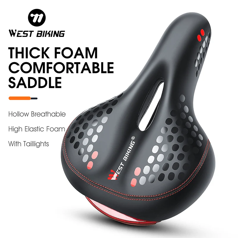 WEST BIKING Bicycle Saddle Wide Comfort MTB City E-bike Seat With Warning Taillight PU Breathable Soft Cushion Shock Absorption
WEST BIKING Bicycle Saddle Wide Comfort MTB City E-bike Seat With Warning Taillight PU Breathable Soft Cushion Shock Absorption