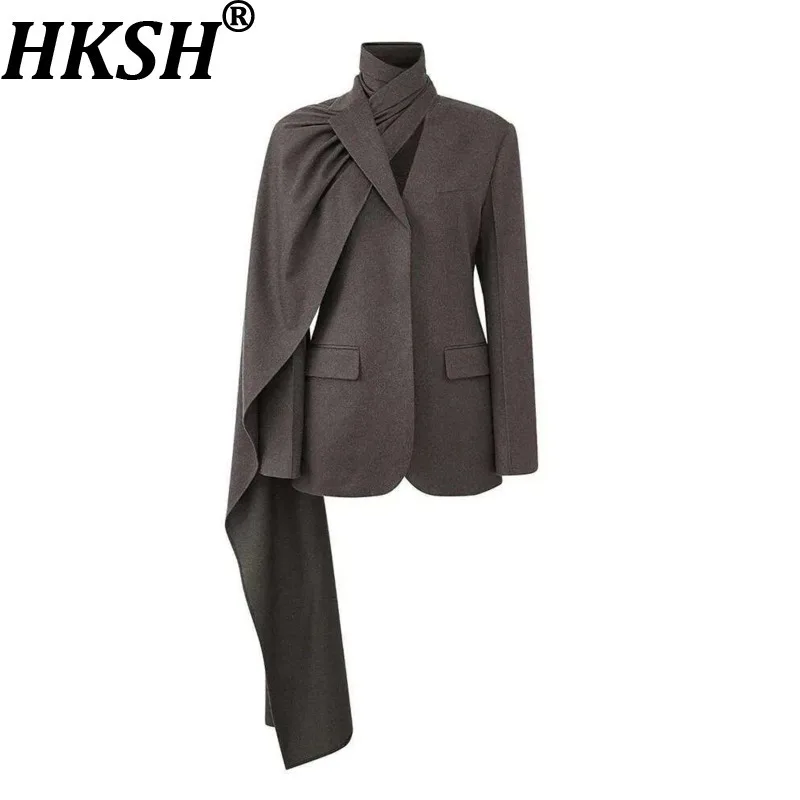 HKSH весенне-осенний новый женский пиджак с асимметричным нишевым дизайном и шейным ремешком, индивидуальный пошив, однотонные элегантные куртки HK14995
HKSH весенне-осенний новый женский пиджак с асимметричным нишевым дизайном и шейным ремешком, индивидуальный пошив, однотонные элегантные куртки HK14995