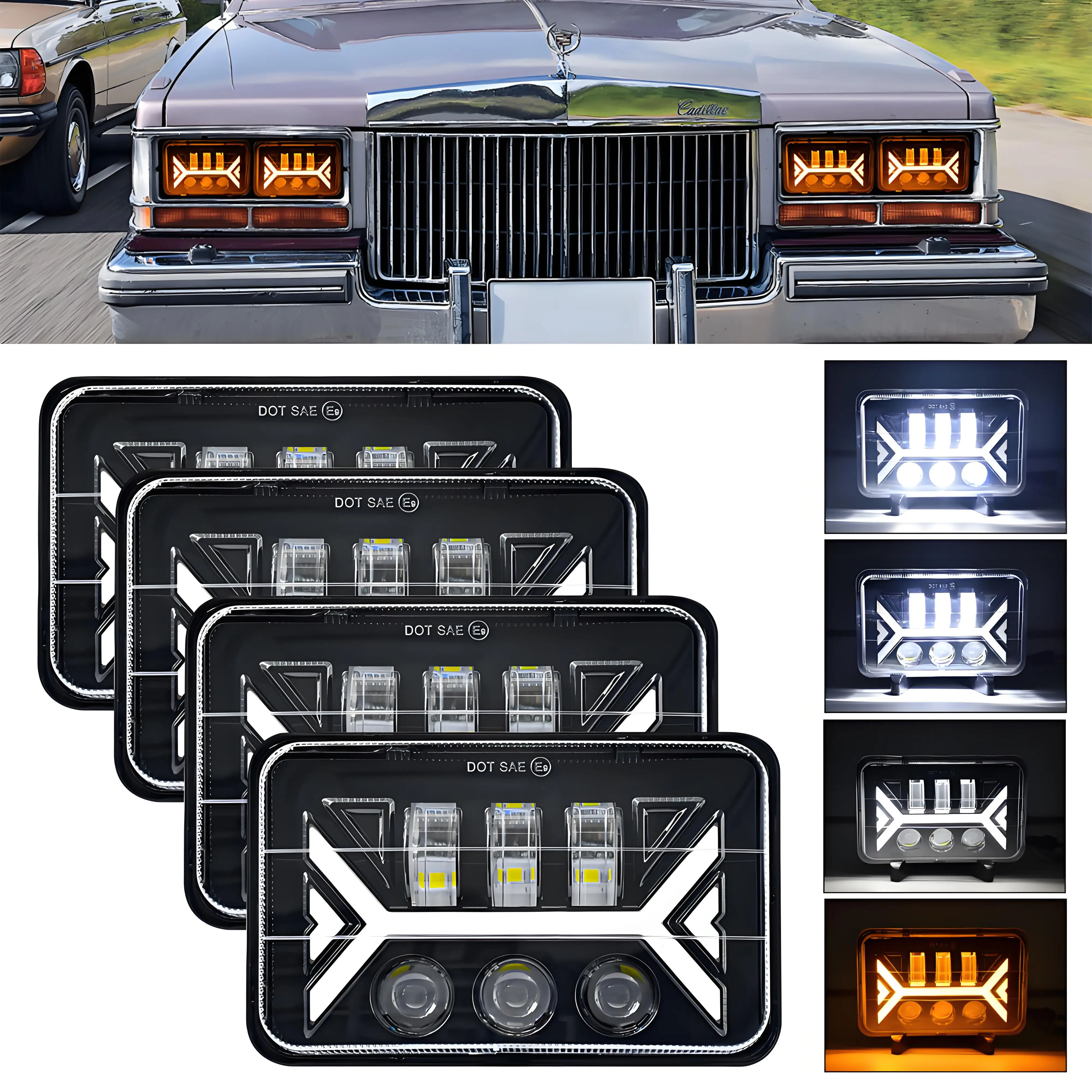 5 Inch 4x6 LED Car Headlight Square Dual Beam 12v 24V DRL 300W Auto Front Lamp Hi-Lo Beam Halo for Motorcycle SUV Truck Lamp
5 Inch 4x6 LED Car Headlight Square Dual Beam 12v 24V DRL 300W Auto Front Lamp Hi-Lo Beam Halo for Motorcycle SUV Truck Lamp