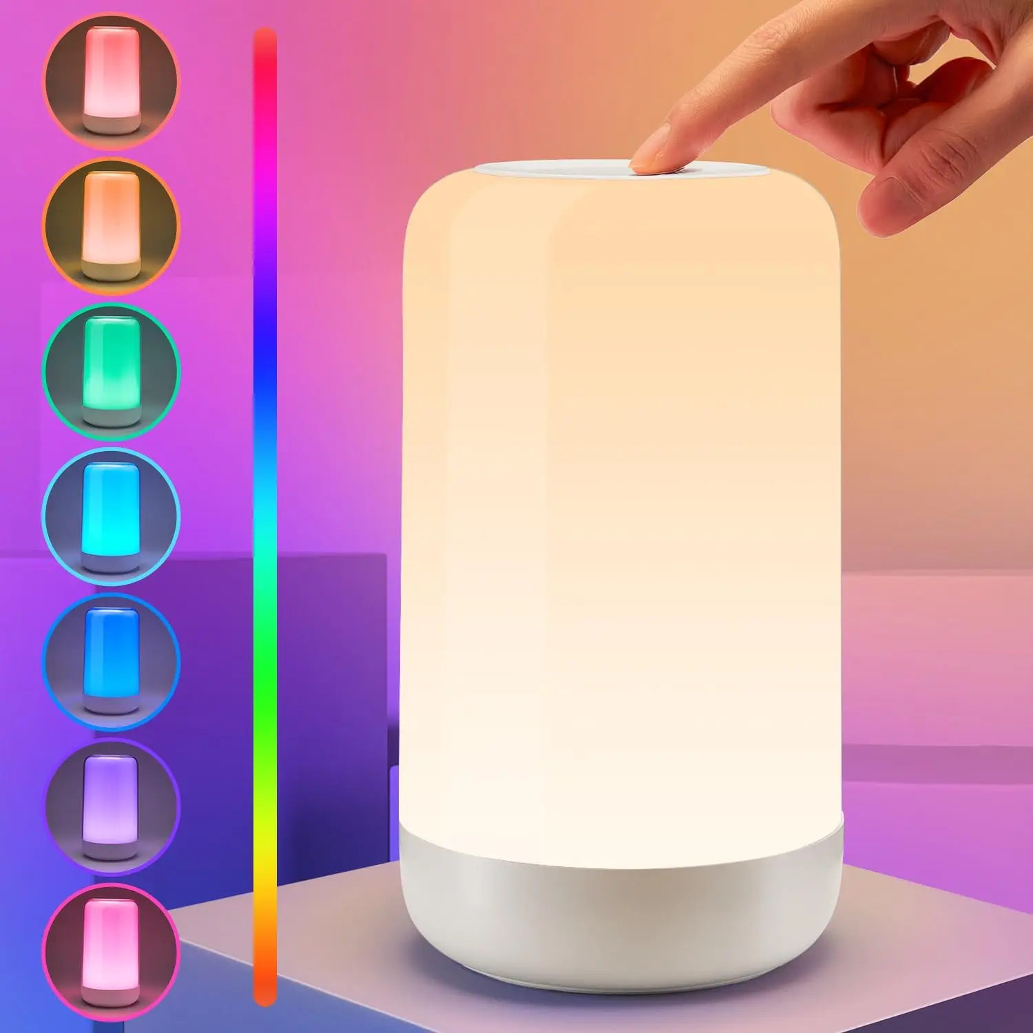 Умный ночник с сенсорным управлением, светодиодный ночник RGB, аккумулятор 3600 мАч, перезаряжаемая настольная лампа для украшения спальни
Умный ночник с сенсорным управлением, светодиодный ночник RGB, аккумулятор 3600 мАч, перезаряжаемая настольная лампа для украшения спальни