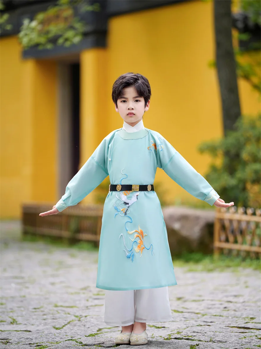 Традиционный детский костюм Hanfu в китайском стиле с вышивкой журавлей для мальчиков, костюм для косплея Тан, костюм для выступлений
Традиционный детский костюм Hanfu в китайском стиле с вышивкой журавлей для мальчиков, костюм для косплея Тан, костюм для выступлений