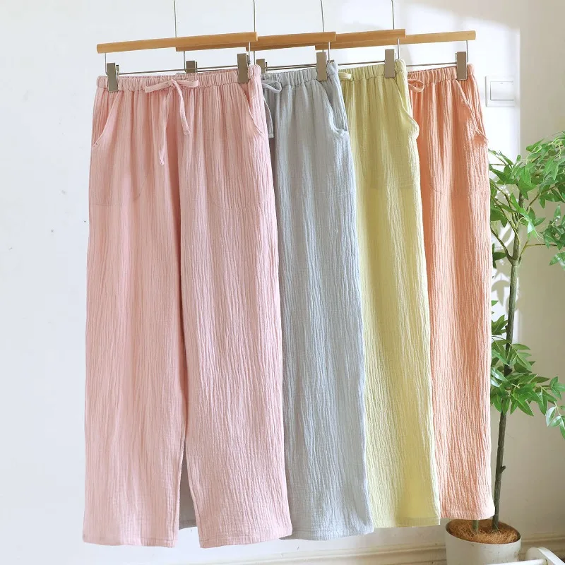Новинка 2024, женские весенне-летние брюки для сна, однотонные брюки из 100% хлопка, креп, свежие прямые свободные домашние брюки с карманами
Новинка 2024, женские весенне-летние брюки для сна, однотонные брюки из 100% хлопка, креп, свежие прямые свободные домашние брюки с карманами