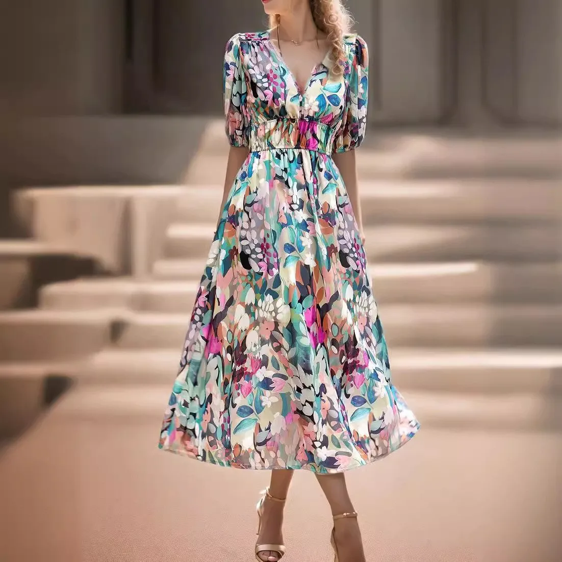 Summer Spring Women's Clothing V Neck Lantern Sleeve Slim Fit Elegant Dress For Polyester High Waist Kaftan Eid Jalabiyas
Summer Spring Women's Clothing V Neck Lantern Sleeve Slim Fit Elegant Dress For Polyester High Waist Kaftan Eid Jalabiyas