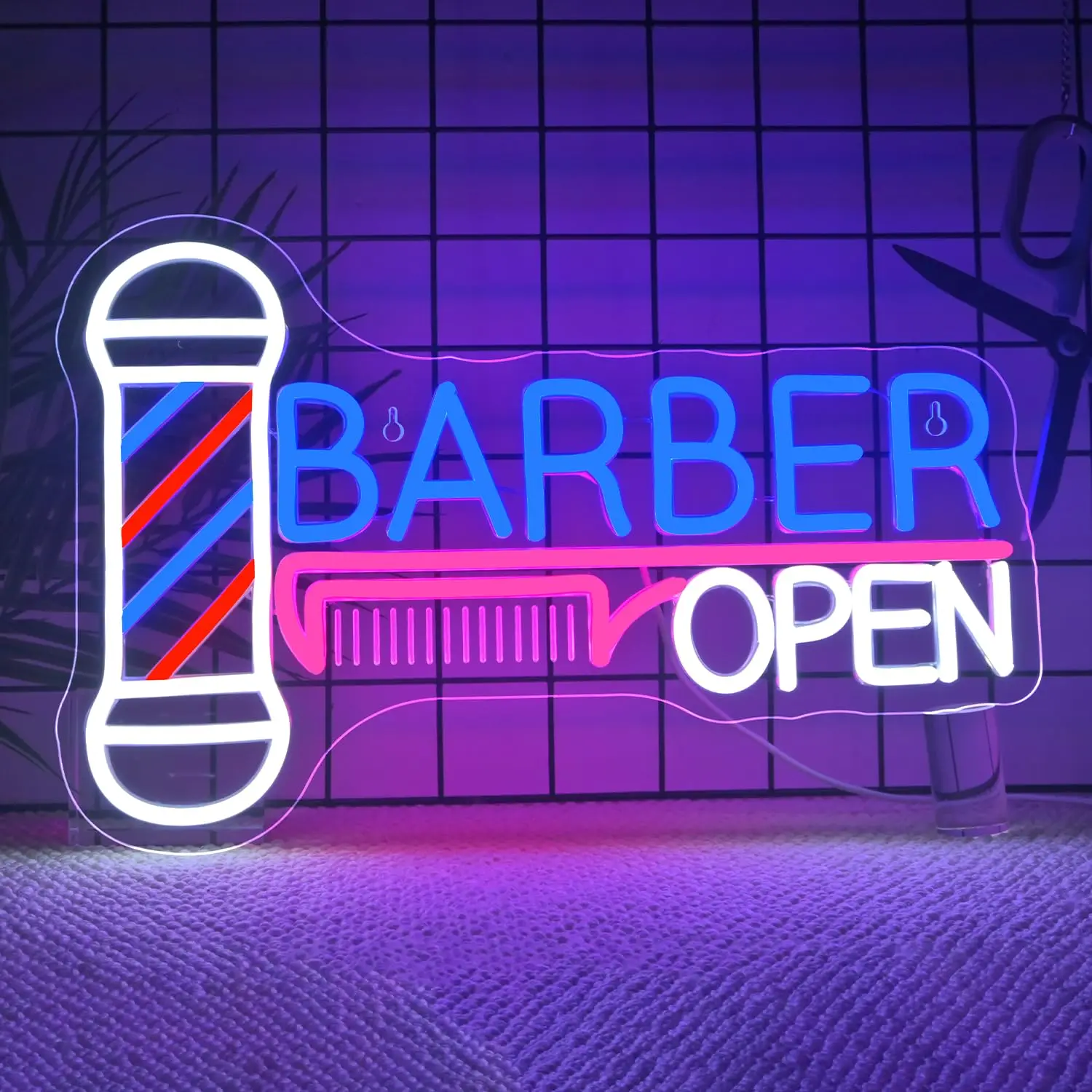 Barber Open Neon Sign LED Light, Acrylic Wall Art Decor USB Powered for Barbershop Hair Salon Makeup Shop
Barber Open Neon Sign LED Light, Acrylic Wall Art Decor USB Powered for Barbershop Hair Salon Makeup Shop