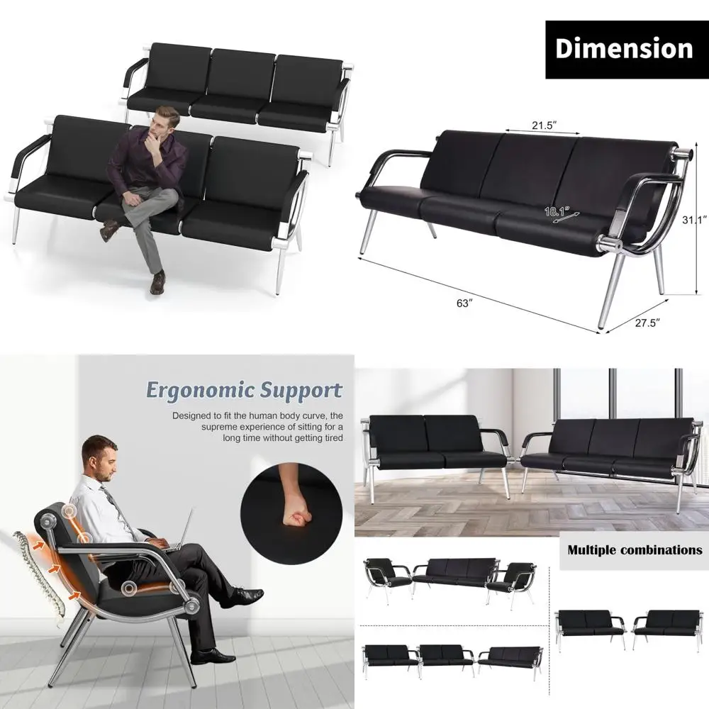 3-Seat Office Waiting Room Chairs - Guest Reception Furniture for Salon, Barber, Airport, Bank Hall, and VIP Areas
3-Seat Office Waiting Room Chairs - Guest Reception Furniture for Salon, Barber, Airport, Bank Hall, and VIP Areas