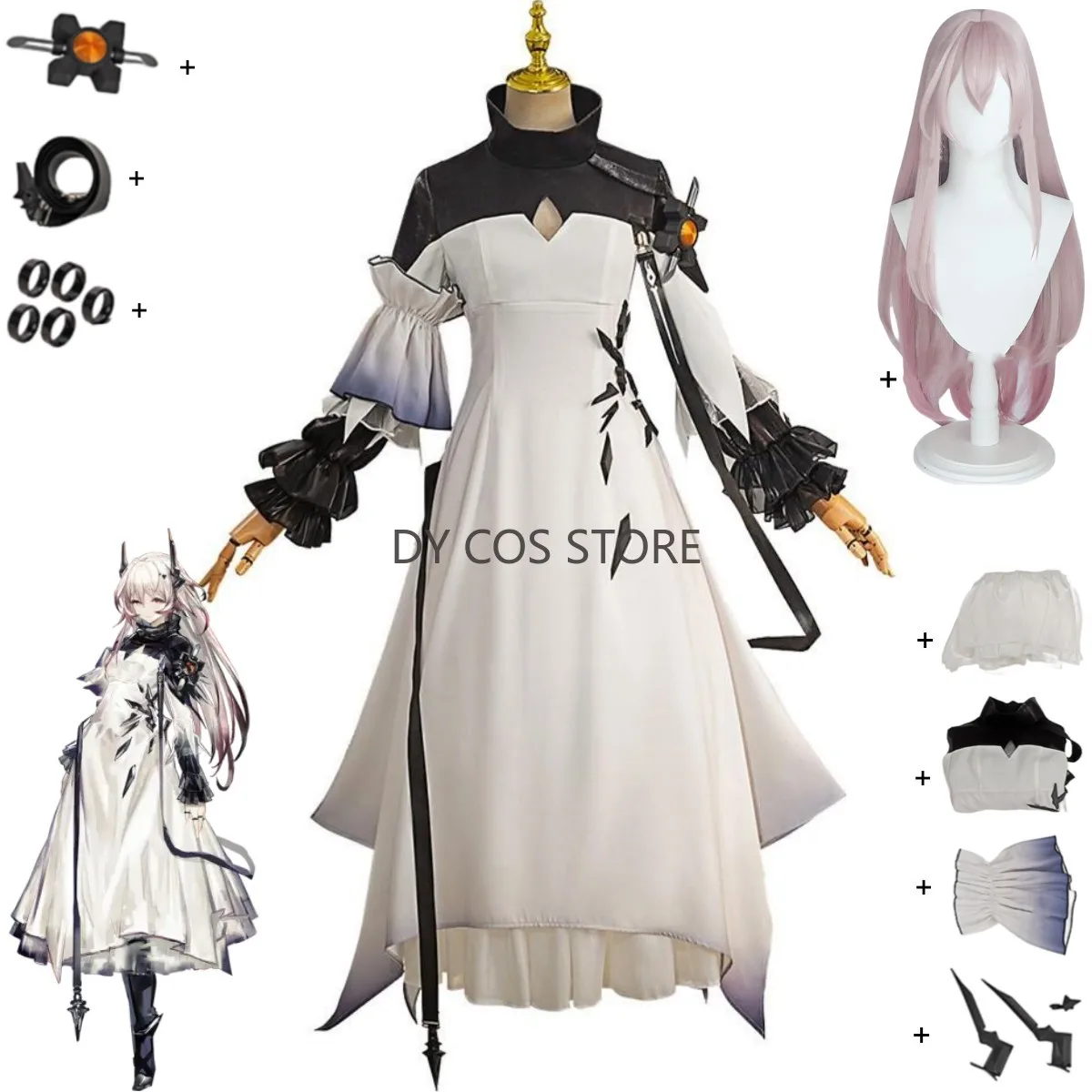 Game Arknights Theresa Civilight Eterna Cosplay Costume BABEL Anime Sarkaz White Dress Wig Woman Sexy Halloween Christmas Suit
Game Arknights Theresa Civilight Eterna Cosplay Costume BABEL Anime Sarkaz White Dress Wig Woman Sexy Halloween Christmas Suit