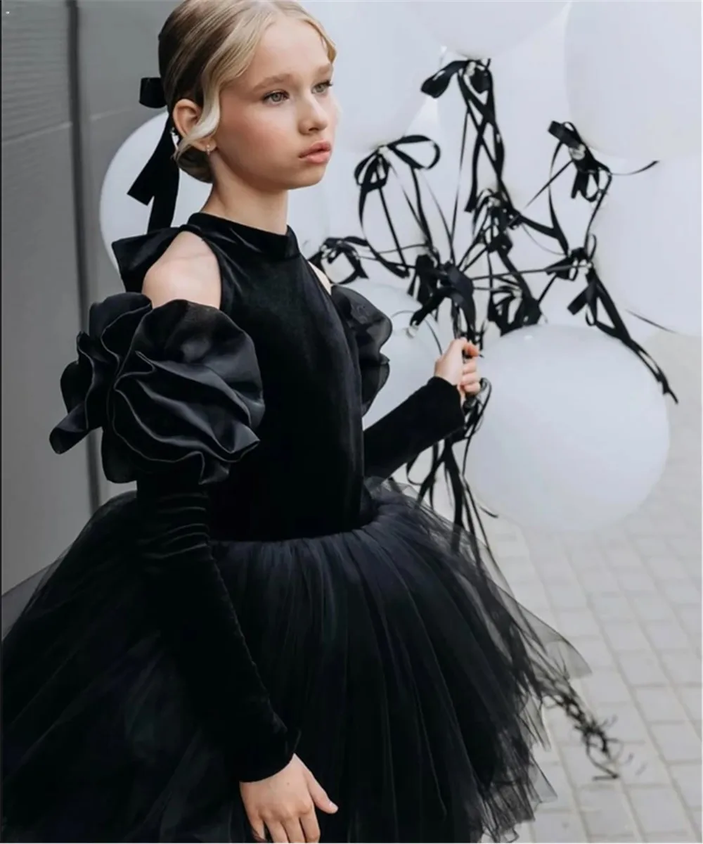 Elegant Black Flower Girl Wedding Dress O-Neck Bow Pleated Ball Gown Princess Birthday Party Dress Customized
Elegant Black Flower Girl Wedding Dress O-Neck Bow Pleated Ball Gown Princess Birthday Party Dress Customized