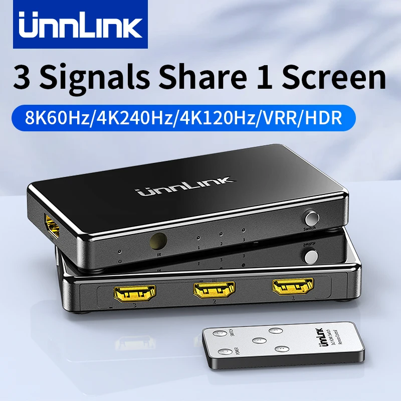 Переключатель Unnlink 8K 60 Гц HDMI 4K 240 Гц/120 Гц 3 в 1 выход с конвертером дистанционного управления для Switch 2 Xbox PS5 к ТВ-монитора
Переключатель Unnlink 8K 60 Гц HDMI 4K 240 Гц/120 Гц 3 в 1 выход с конвертером дистанционного управления для Switch 2 Xbox PS5 к ТВ-монитора