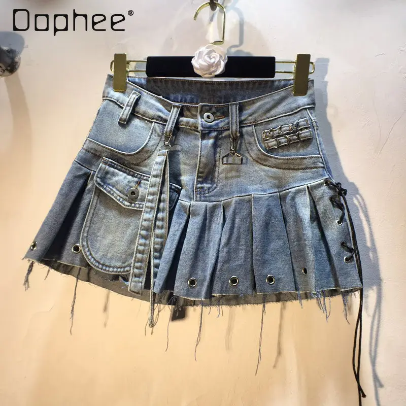 European Station 2026 Summer New Side Straps Rivet Holes High Waist Thin Pleated Denim Skirt Short Skirt
European Station 2026 Summer New Side Straps Rivet Holes High Waist Thin Pleated Denim Skirt Short Skirt