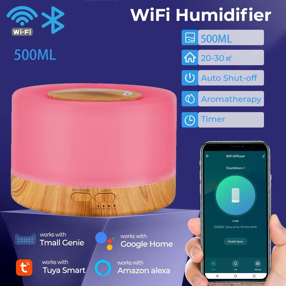 Tuya Smart Humidifier with Colorgul LED Light WiFi Aroma Diffuser Timer Wireless Control Work with Alexa Google Home Compatible
Tuya Smart Humidifier with Colorgul LED Light WiFi Aroma Diffuser Timer Wireless Control Work with Alexa Google Home Compatible