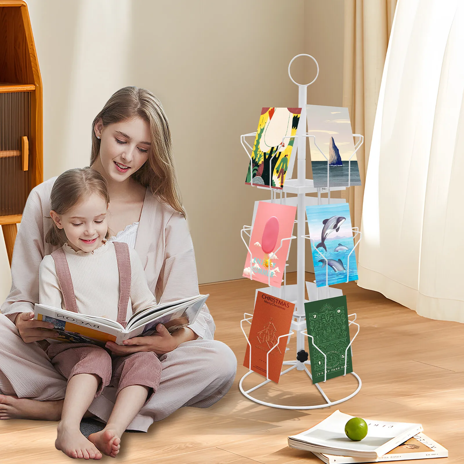 12-Slot Rotating Greeting Card Rack,3-Tier Spinning Display Stand with Removable Pockets,Durable Cold-Rolled Steel Floor Holder
12-Slot Rotating Greeting Card Rack,3-Tier Spinning Display Stand with Removable Pockets,Durable Cold-Rolled Steel Floor Holder