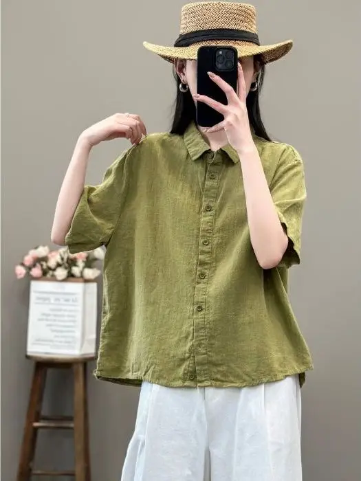 Retro Artistic Cotton Linen Shirt Women's Summer Elegant Commute Color Versatile Turn-down Collar Five Sleeve Cotton Li...
Retro Artistic Cotton Linen Shirt Women's Summer Elegant Commute Color Versatile Turn-down Collar Five Sleeve Cotton Li...