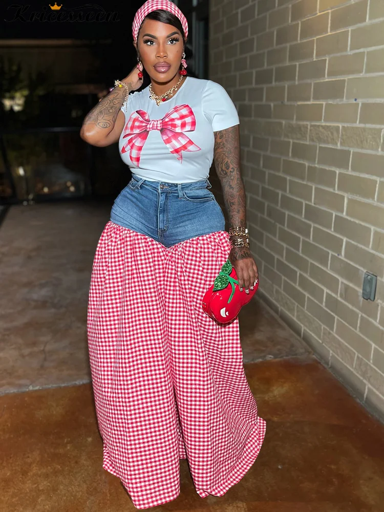 Kricesseen Women Bow Tie Shirt Top And Plaid Print Wide Leg Pant Set 2 Piece Outfits Fashion Patchwork Tracksuits Set Clubwear
Kricesseen Women Bow Tie Shirt Top And Plaid Print Wide Leg Pant Set 2 Piece Outfits Fashion Patchwork Tracksuits Set Clubwear