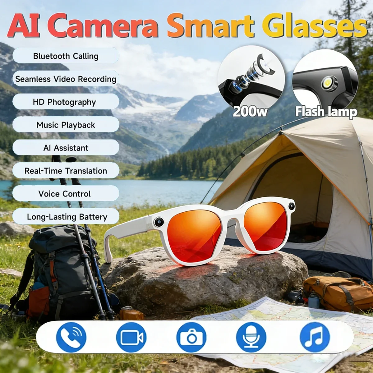 AI Smart Camera Glasses for Men And Women with Real-Time Translation Object Recognition Video Recording And Bluetooth Calling
AI Smart Camera Glasses for Men And Women with Real-Time Translation Object Recognition Video Recording And Bluetooth Calling