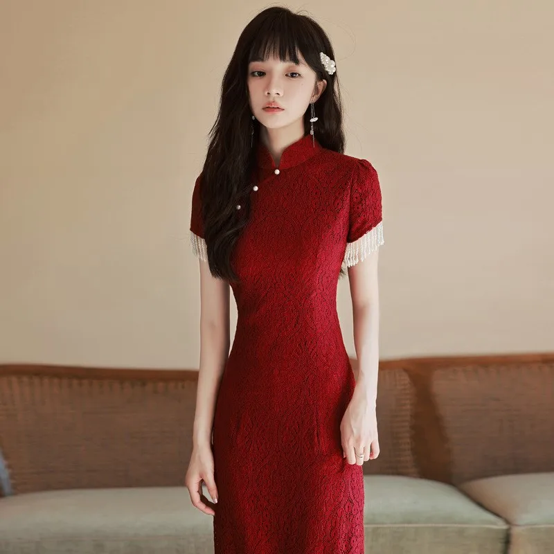 Cheongsam toasting dress bride's red Chinese-style engagement casual for returning home improved woman marriage
Cheongsam toasting dress bride's red Chinese-style engagement casual for returning home improved woman marriage
