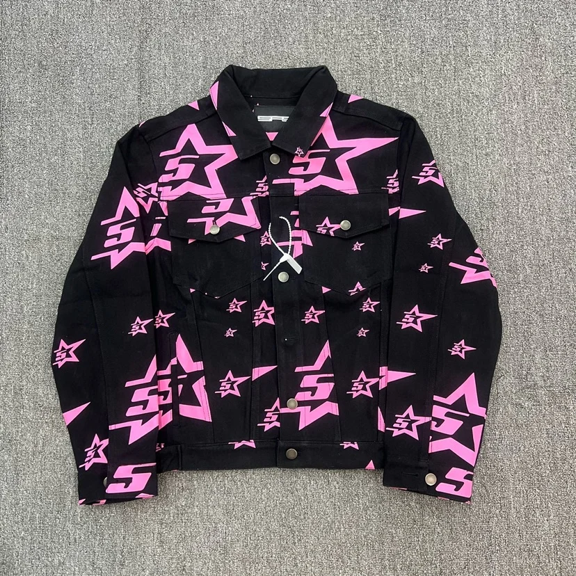 Casual Printed Denim Jaet Star Logo round Ne Single Button Loose Fit ort Length Spring Autumn Winter Outerwear Coat
Casual Printed Denim Jaet Star Logo round Ne Single Button Loose Fit ort Length Spring Autumn Winter Outerwear Coat