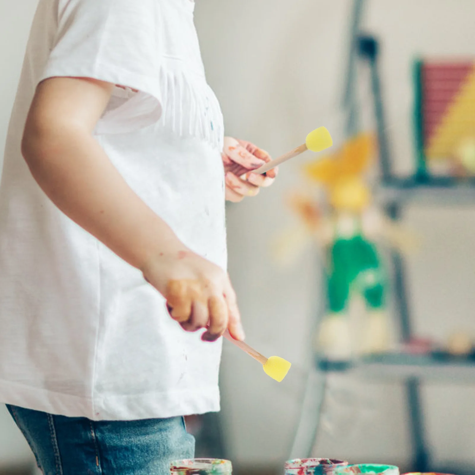 12pcs Paint Pens For Art Craft Drawing Wooden Handles Round Sponge Painting Foam Brush Set Yellow Detailing Sponge
12pcs Paint Pens For Art Craft Drawing Wooden Handles Round Sponge Painting Foam Brush Set Yellow Detailing Sponge