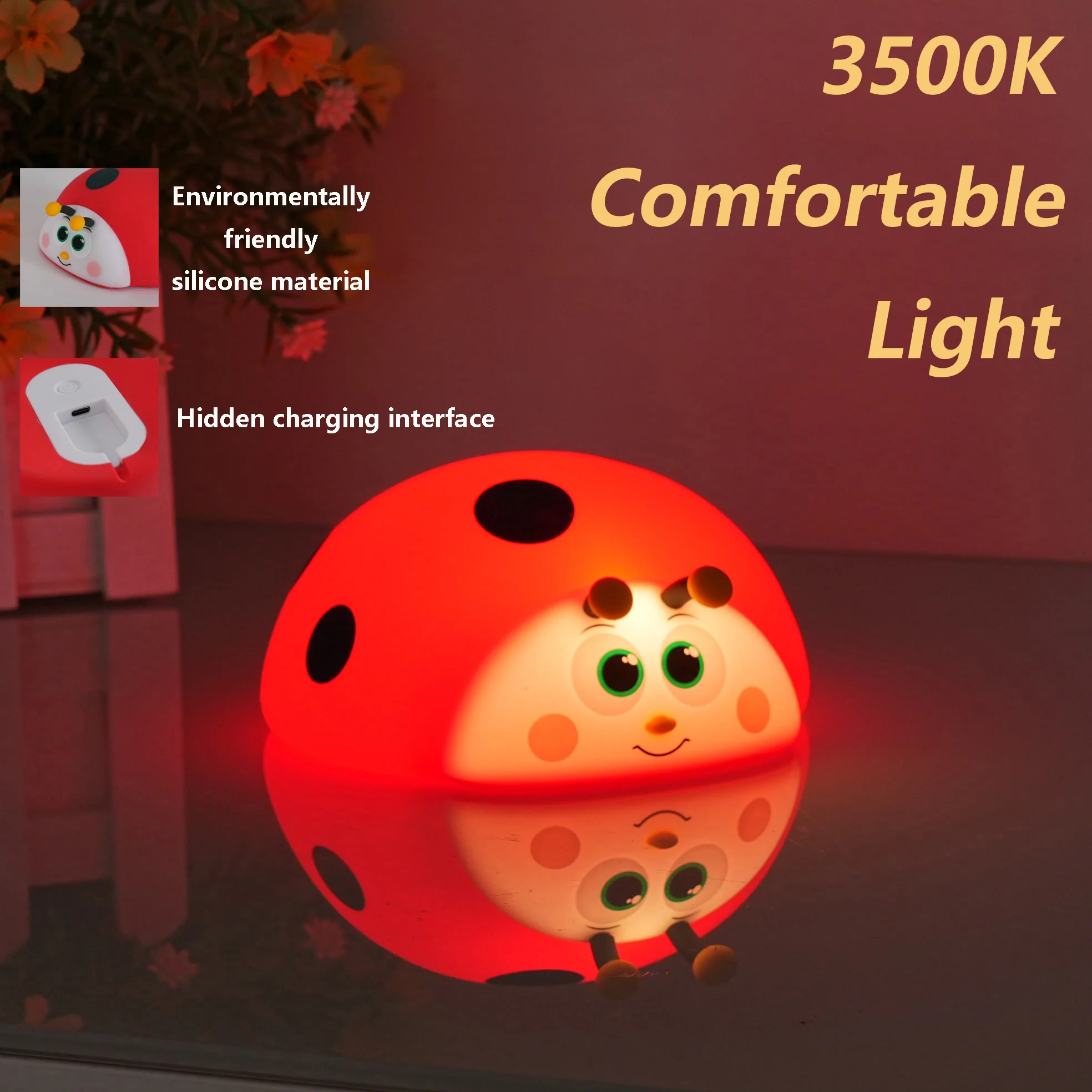 Cute Ladybug Night Light Silicone Nursery Sleeping Lamp Touch Control Nightlights USB Rechargeable Table Lamp for Baby Child
Cute Ladybug Night Light Silicone Nursery Sleeping Lamp Touch Control Nightlights USB Rechargeable Table Lamp for Baby Child