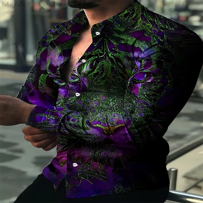 Men's Animal Tiger Pattern Button Shirt Long Sleeve Fashion Designer Casual Outdoor Vacation Autumn Winter Lapel Shirt
Men's Animal Tiger Pattern Button Shirt Long Sleeve Fashion Designer Casual Outdoor Vacation Autumn Winter Lapel Shirt