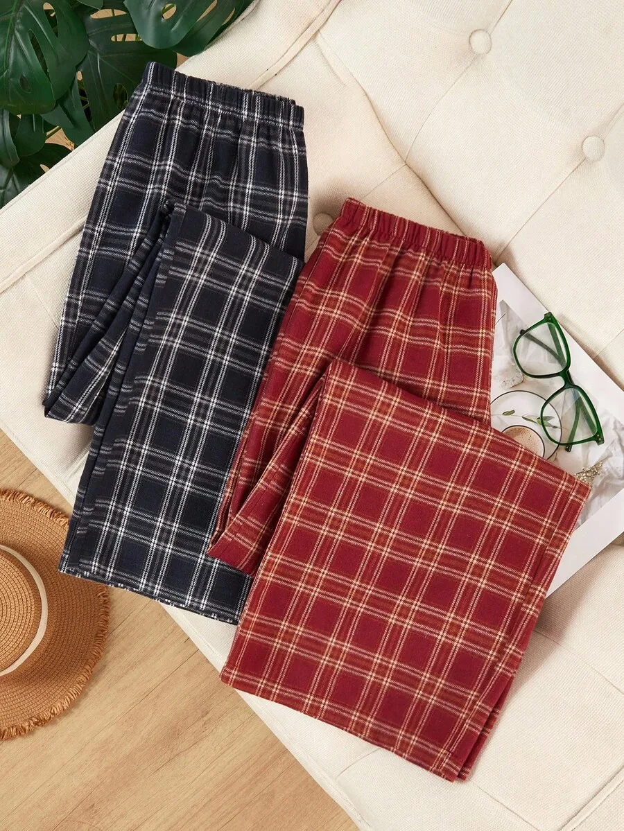 2 Pairs Women Plaid Loose Comfortable Casual Pants For Fall Winter
2 Pairs Women Plaid Loose Comfortable Casual Pants For Fall Winter