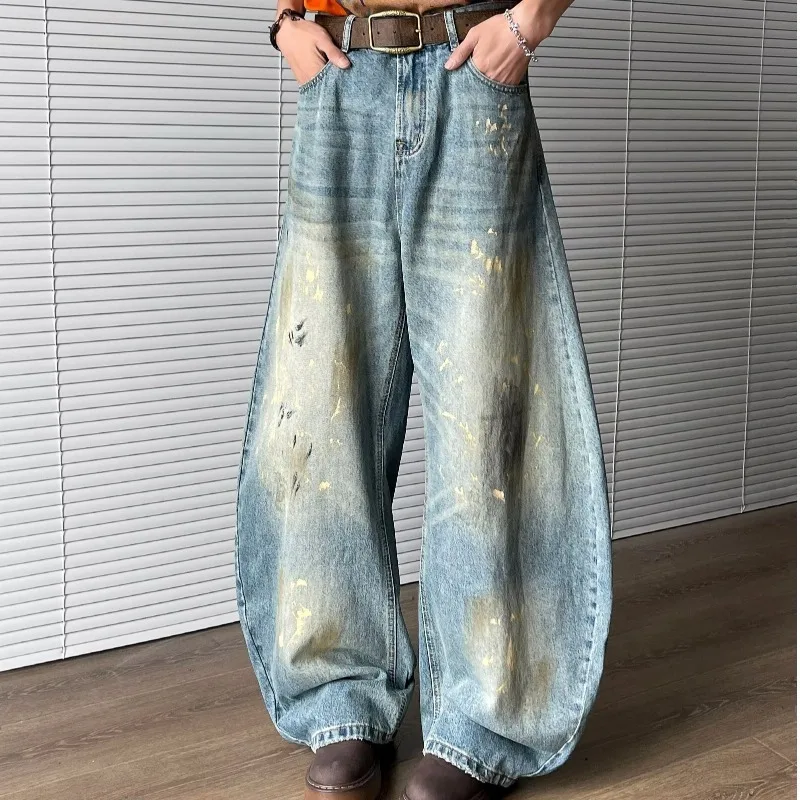 Curved-knife Jeans American Style Washed Cat Whiskers Wide Leg Denim Pants Men Floor Length Male Clothing
Curved-knife Jeans American Style Washed Cat Whiskers Wide Leg Denim Pants Men Floor Length Male Clothing