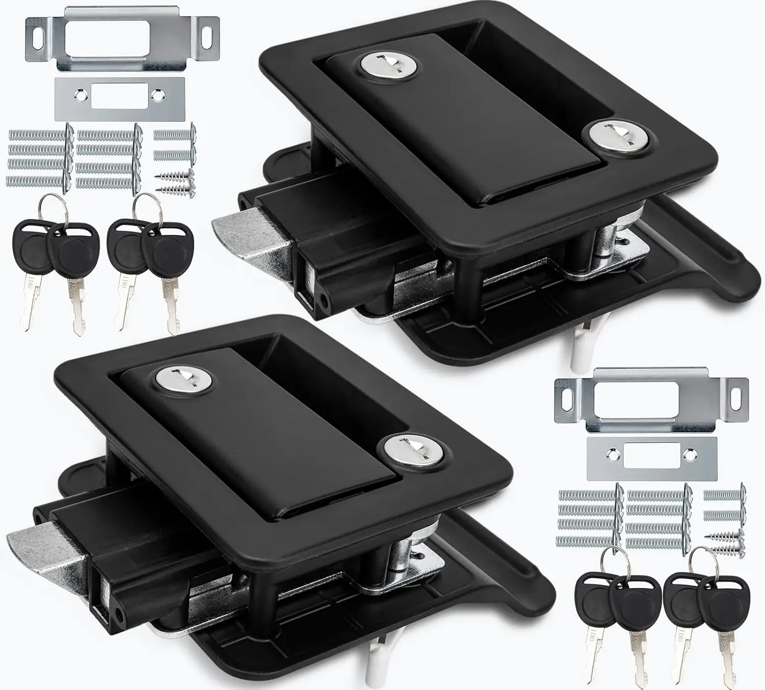 RV Camper Door Latch Lock,2 Pack Black rv Entry Door Locks for Travel Trailers,Only Fits 2.75"x3.75" Door Lock Hole 8 Keys
RV Camper Door Latch Lock,2 Pack Black rv Entry Door Locks for Travel Trailers,Only Fits 2.75"x3.75" Door Lock Hole 8 Keys