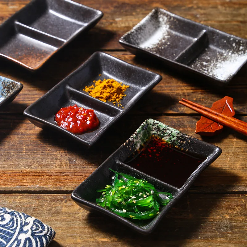 Double-grid Ceramic Soy Sauce Plate Barbecue Seasoning Dipping Dish Divide Sushi Meals Dishes Japanese Restaurant Tableware
Double-grid Ceramic Soy Sauce Plate Barbecue Seasoning Dipping Dish Divide Sushi Meals Dishes Japanese Restaurant Tableware