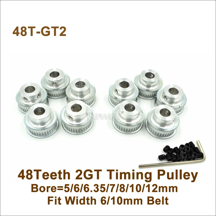 POWGE 48 Teeth 2GT Timing Pulley Bore 5/6/6.35/7/8/10/12mm Fit W=6/10mm 2GT Synchronous Belt 48T 48Teeth GT2 Pulley
POWGE 48 Teeth 2GT Timing Pulley Bore 5/6/6.35/7/8/10/12mm Fit W=6/10mm 2GT Synchronous Belt 48T 48Teeth GT2 Pulley