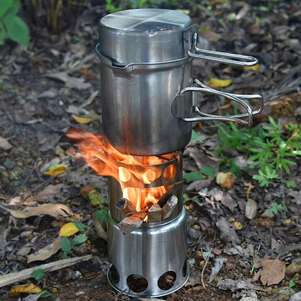 Durable Stainless Steel Camping Cookware Set Non Slip Support With Mesh Pouch Portable Camping Stove Cooking Pot Set Hiking
Durable Stainless Steel Camping Cookware Set Non Slip Support With Mesh Pouch Portable Camping Stove Cooking Pot Set Hiking