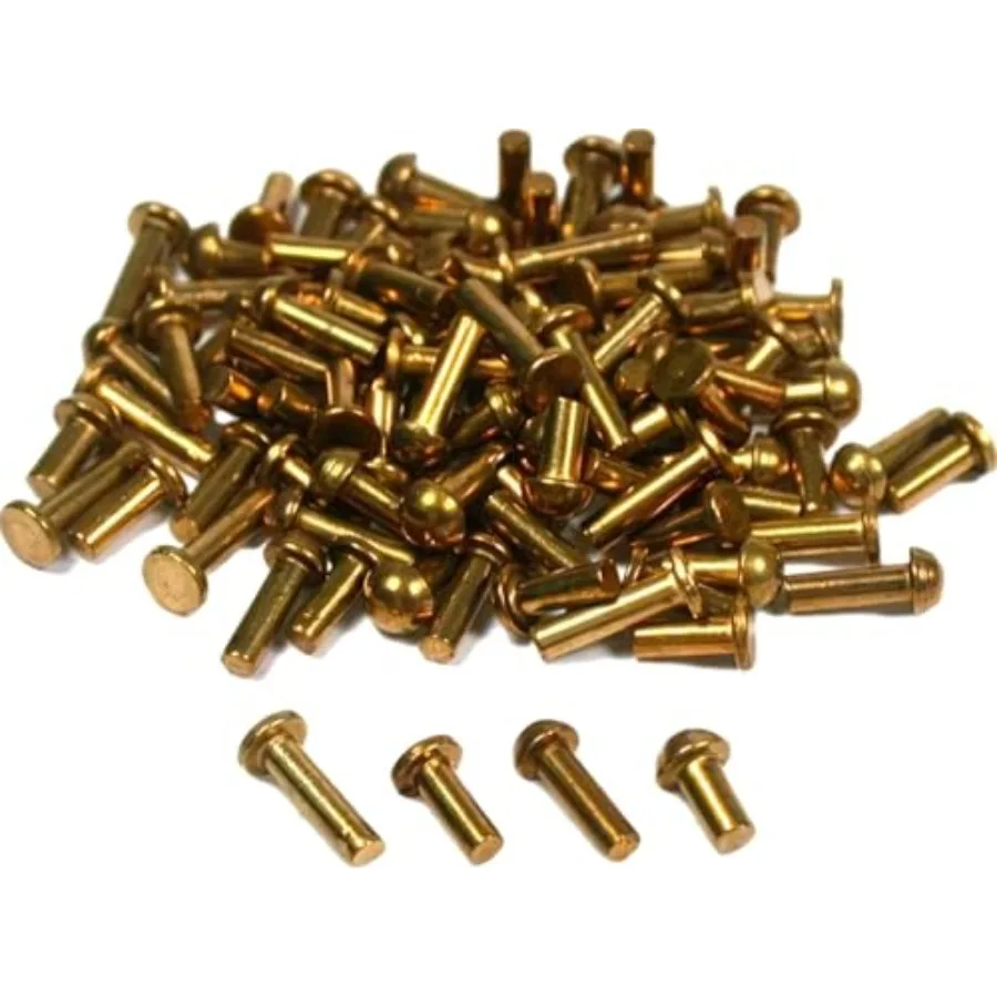 100pcs Brass Clock Rivets for Wall Clock Repair and Clockmaking Tools - Mixed Round and Flat Head Rivet Assortment
100pcs Brass Clock Rivets for Wall Clock Repair and Clockmaking Tools - Mixed Round and Flat Head Rivet Assortment