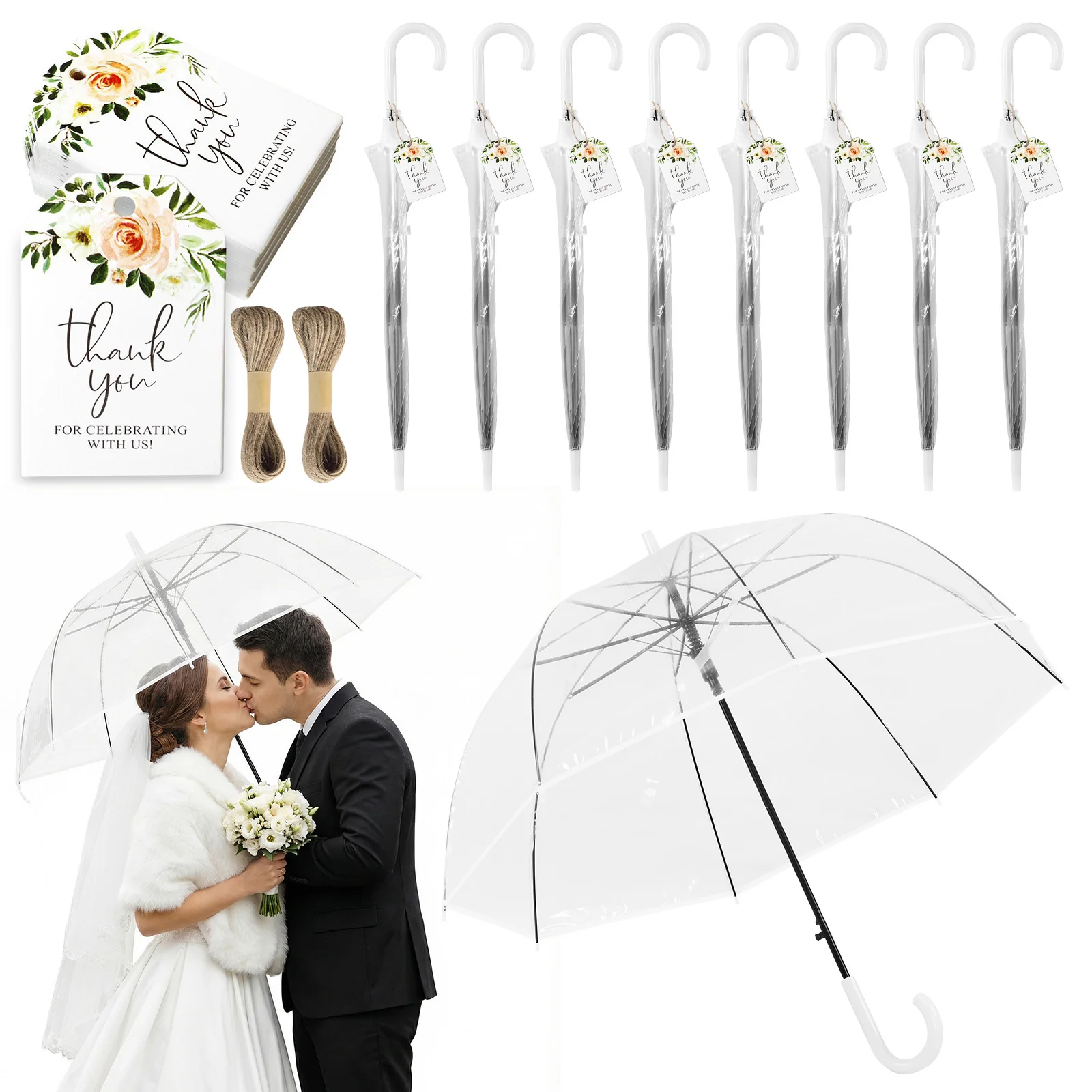 Большие ветрозащитные прозрачные свадебные зонты 52 дюйма с бирками «Спасибо» и веревкой для свадеб, выпускных вечеров и мероприятий на открытом воздухе
Большие ветрозащитные прозрачные свадебные зонты 52 дюйма с бирками «Спасибо» и веревкой для свадеб, выпускных вечеров и мероприятий на открытом воздухе