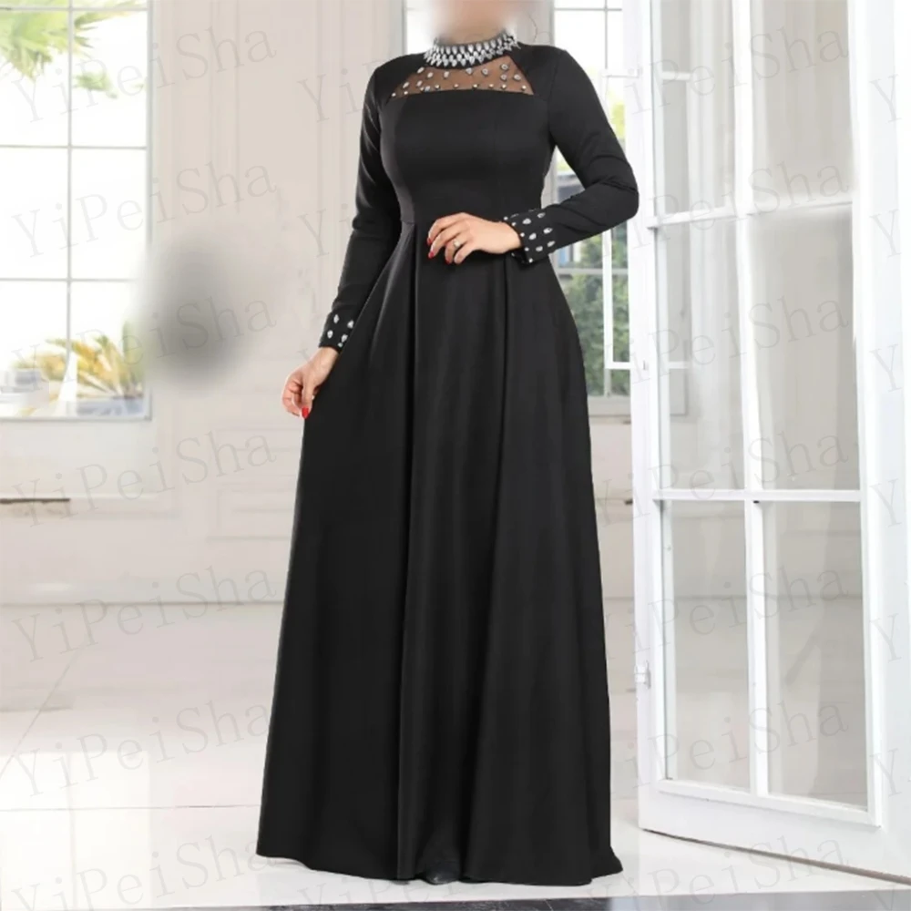 Customized A-Line Prom Dresses Floor-Length High-Neck Full Sleeve Evening Gown Fashion Crystal Simple Draped Casual Party Gown
Customized A-Line Prom Dresses Floor-Length High-Neck Full Sleeve Evening Gown Fashion Crystal Simple Draped Casual Party Gown