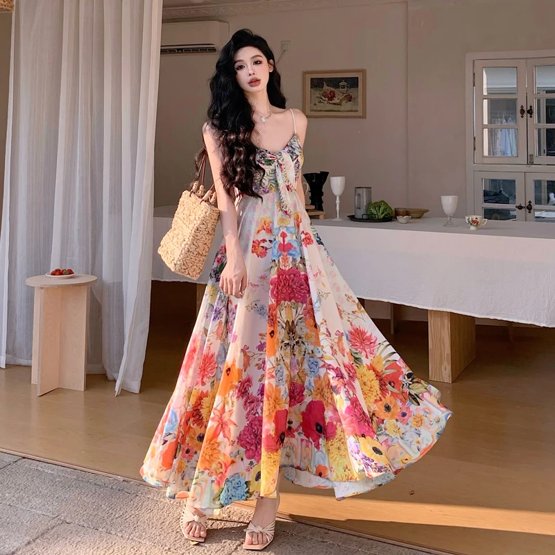 Floral Halter Summer Bohemian Holiday Korean Birthday Fashion A Line Party Vacation Prairie Chic Casual Vestidos Elegant Dress
Floral Halter Summer Bohemian Holiday Korean Birthday Fashion A Line Party Vacation Prairie Chic Casual Vestidos Elegant Dress