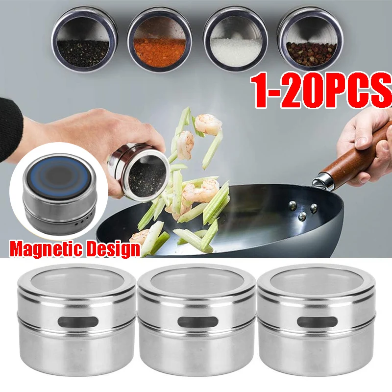 Magnetic Spice Jar Set Stainless Steel Pepper Spray Storage Tins Seasoning Containers for Kitchen Organization Fridge
Magnetic Spice Jar Set Stainless Steel Pepper Spray Storage Tins Seasoning Containers for Kitchen Organization Fridge