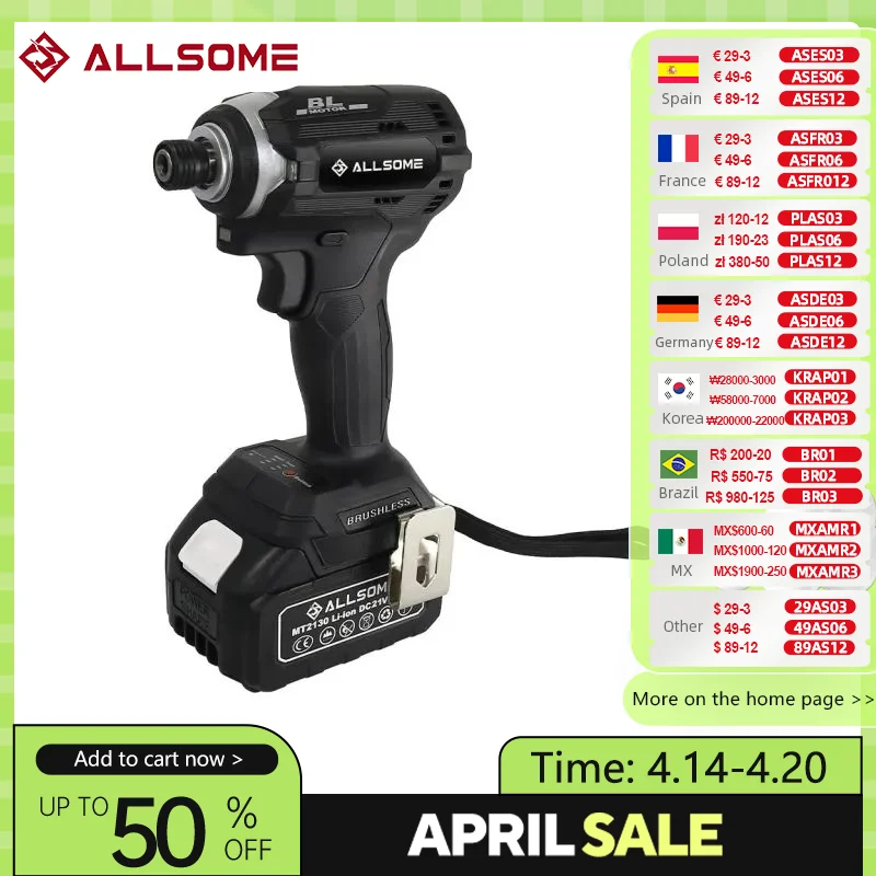 Allsome Cordless Impact Driver Kit,3-Speed,Brushless Motor,1/4-Inch, 3.0Ah 21V Lithium Battery
Allsome Cordless Impact Driver Kit,3-Speed,Brushless Motor,1/4-Inch, 3.0Ah 21V Lithium Battery