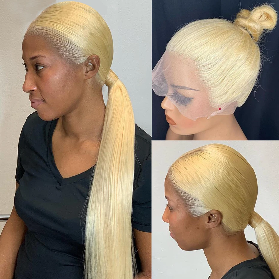 613 Blonde 360 Full Lace Wig Human Hair Pre Plucked Straight 13x4 13x6 Transparent Lace Frontal Wigs For Women 250% 300% Density
613 Blonde 360 Full Lace Wig Human Hair Pre Plucked Straight 13x4 13x6 Transparent Lace Frontal Wigs For Women 250% 300% Density
