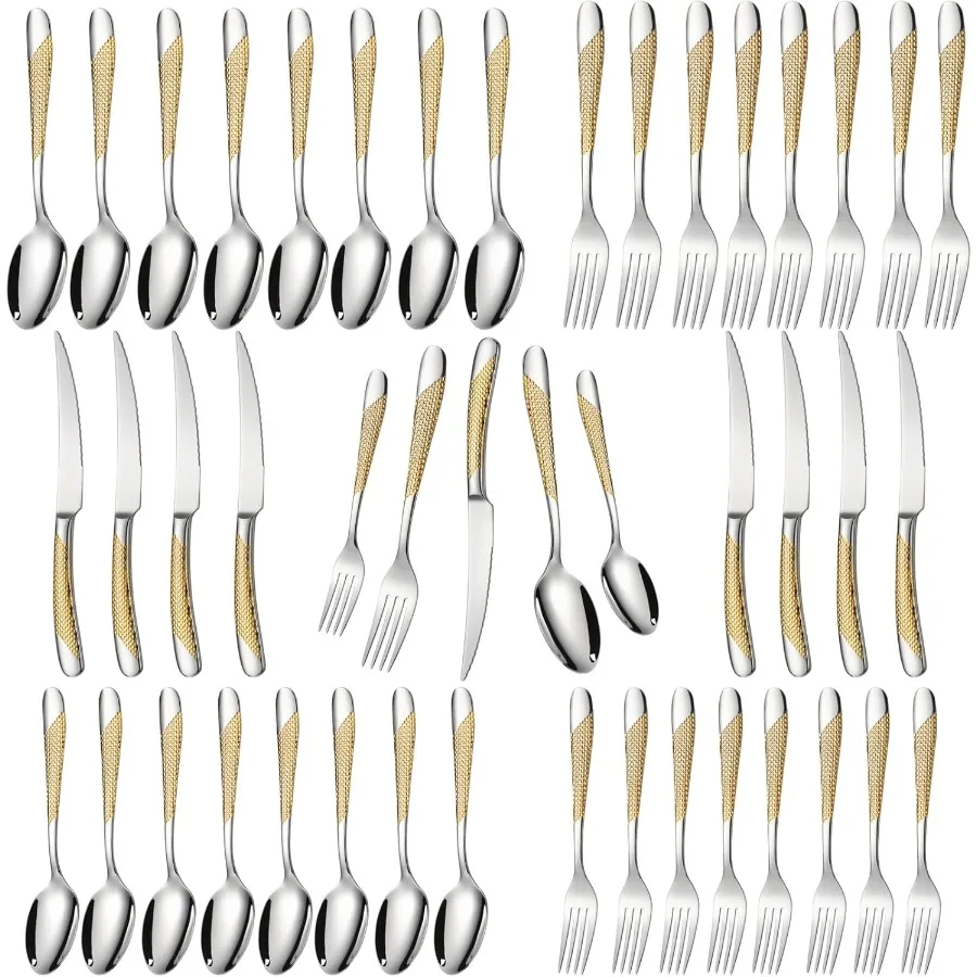40Piece Silverware Set Stainless Steel Flatware Set Service for 8 Includes Knives Spoons Forks Kitchen Utensils Cutlery Sets Fo
40Piece Silverware Set Stainless Steel Flatware Set Service for 8 Includes Knives Spoons Forks Kitchen Utensils Cutlery Sets Fo