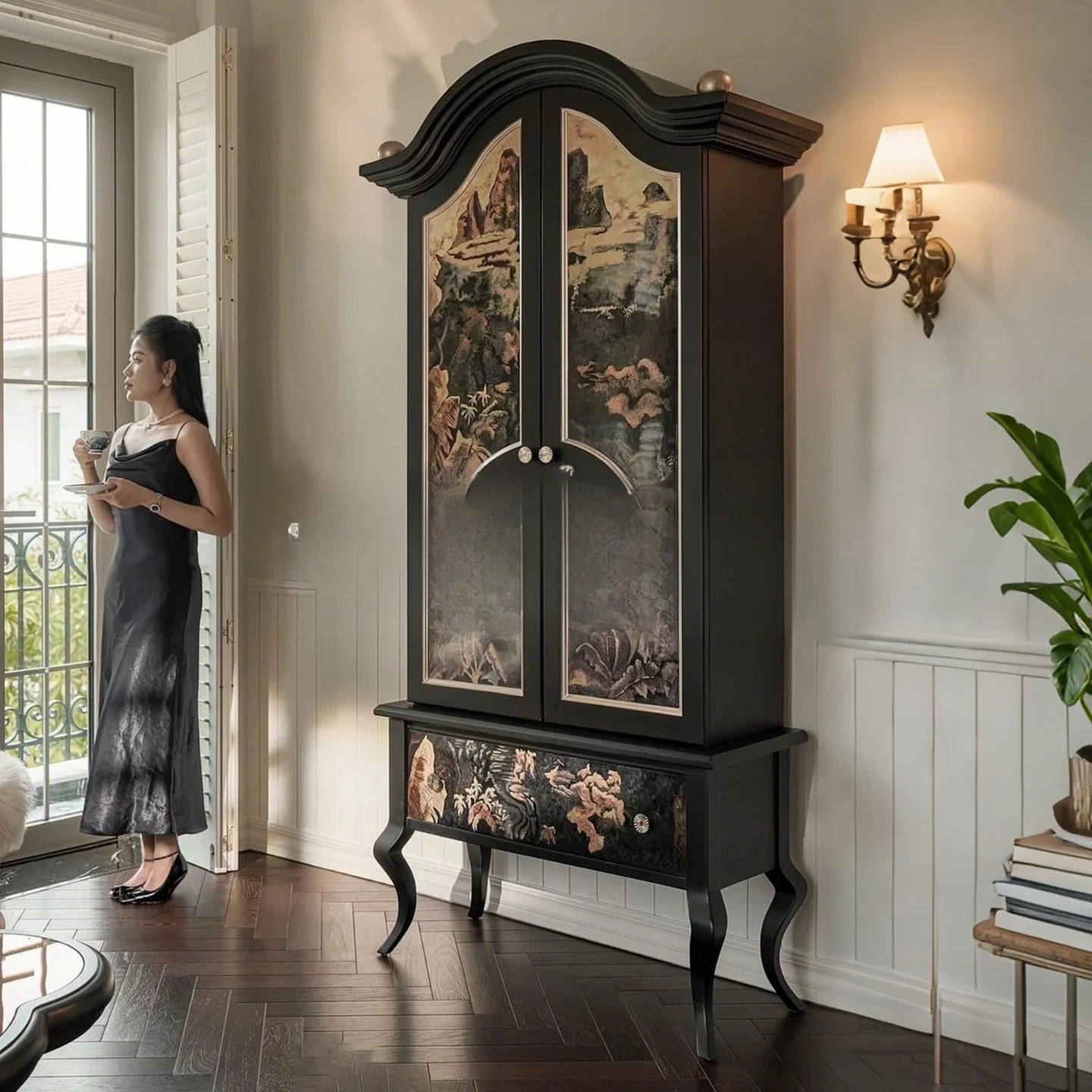 French retro solid wood carving flower wine cabinet painted decorative cabinet living room vertical locker
French retro solid wood carving flower wine cabinet painted decorative cabinet living room vertical locker
