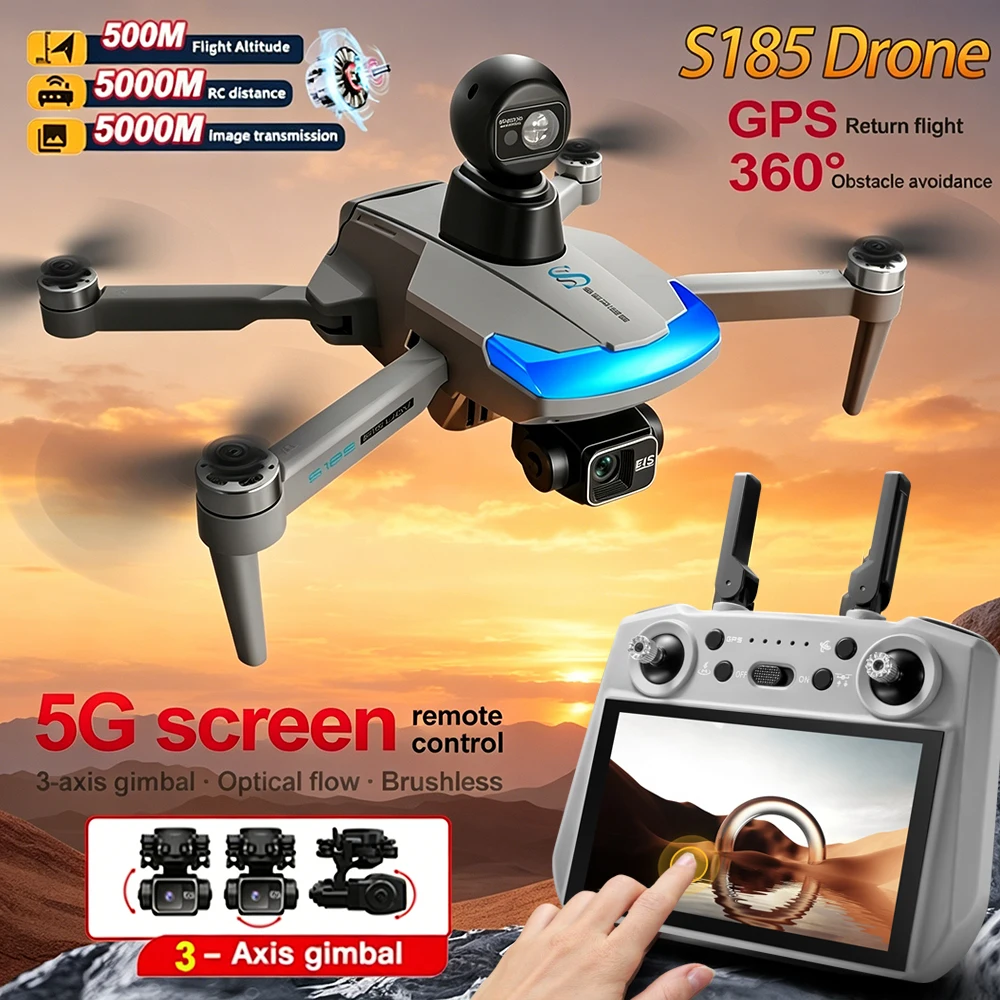 S185 GPS Drone 5KM Professional 2.7K HD Dual Camera 3-Axis Gimbal 360° Obstacle Avoidance Brushless Screen Control Security Dron
S185 GPS Drone 5KM Professional 2.7K HD Dual Camera 3-Axis Gimbal 360° Obstacle Avoidance Brushless Screen Control Security Dron