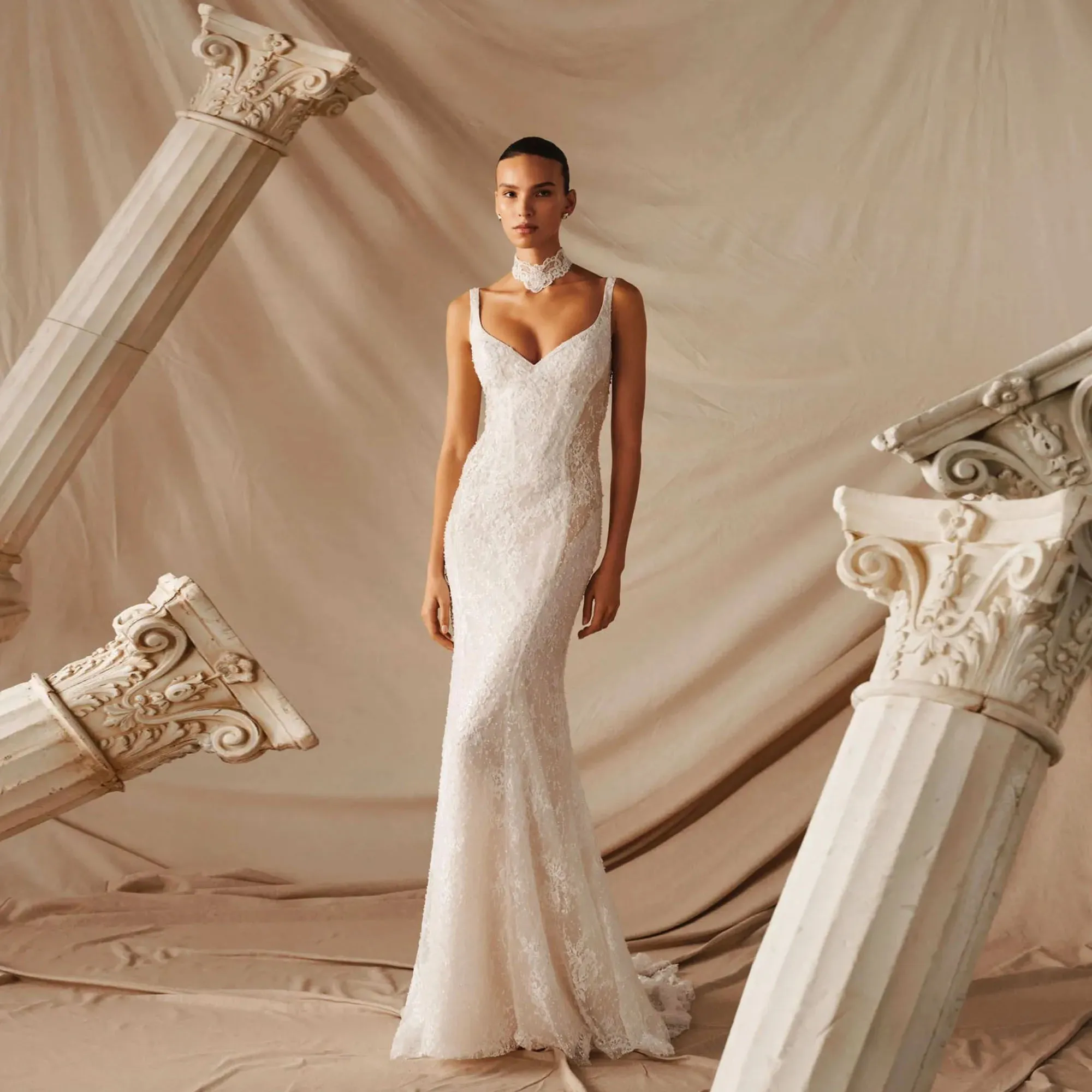 Beaded Lace Mermaid Wedding Dress 2026 Luxury Spaghetti Straps V Neck Bridal Gown With Lace Backless Robe De Mariée Customized
Beaded Lace Mermaid Wedding Dress 2026 Luxury Spaghetti Straps V Neck Bridal Gown With Lace Backless Robe De Mariée Customized