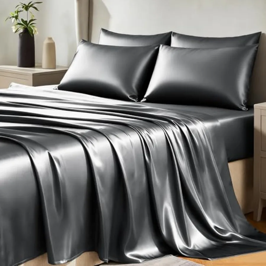Satin Sheets Size Sheet Set - 6 Pcs Silky Sheets, Luxury Bed Set with Smooth and Soft Microfiber, Includes 1 Fitted Sheet, 1 Fl
Satin Sheets Size Sheet Set - 6 Pcs Silky Sheets, Luxury Bed Set with Smooth and Soft Microfiber, Includes 1 Fitted Sheet, 1 Fl