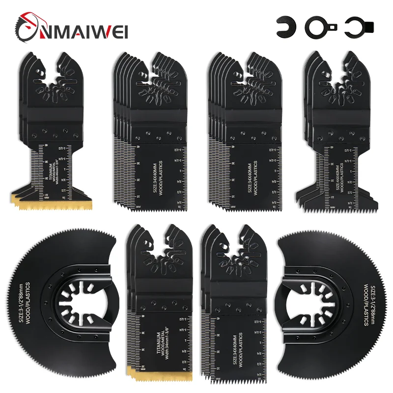 29pcs Universal Oscillating Saw Blades Titanium Bi-Metal Multitool Cutter for Wood Plastic Soft Metal Cutting
29pcs Universal Oscillating Saw Blades Titanium Bi-Metal Multitool Cutter for Wood Plastic Soft Metal Cutting