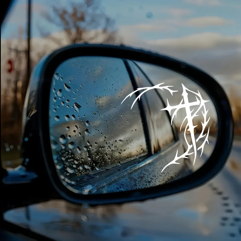 Black White Gothic Thorn Cross Stickers Set of 2, Waterproof Vinyl Decals for Car Mirror Motorcycle Helmet
Black White Gothic Thorn Cross Stickers Set of 2, Waterproof Vinyl Decals for Car Mirror Motorcycle Helmet