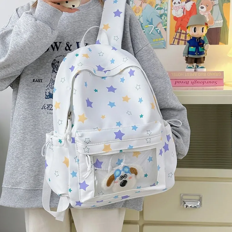 Cute Star Backpack Junior High Girls Ins Transparent Pain Bag Baby Bag Backpack College Student Backpack Summer
Cute Star Backpack Junior High Girls Ins Transparent Pain Bag Baby Bag Backpack College Student Backpack Summer