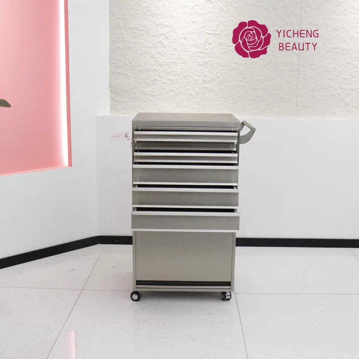 Yicheng Beauty Discount Price Stainless Tool Cart Salon Tools Hairdressing Hand Cart with Wheel Metal Beauty Salon Trolley
Yicheng Beauty Discount Price Stainless Tool Cart Salon Tools Hairdressing Hand Cart with Wheel Metal Beauty Salon Trolley