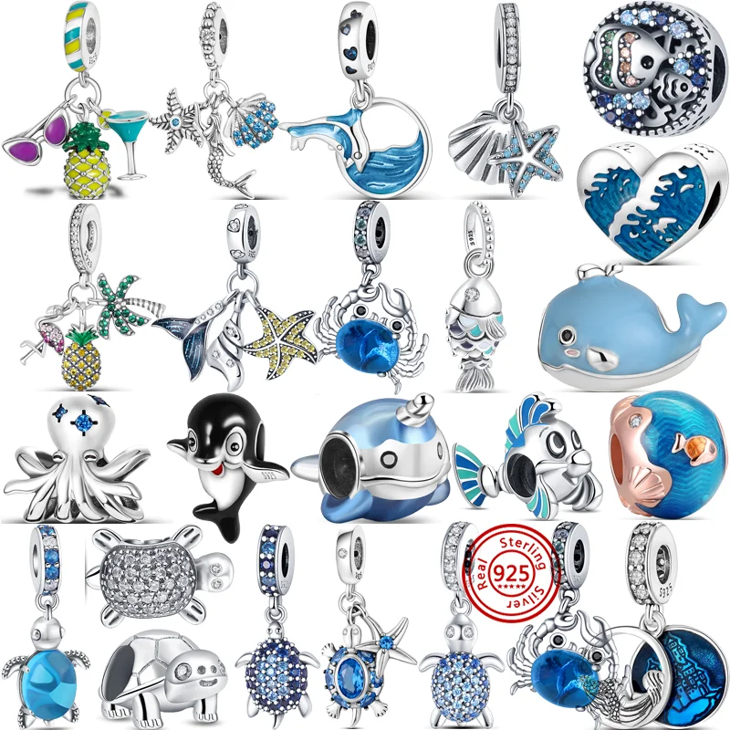 Fit Original Pandora Charms Bracelet Women Jewelry 925 Silver Blue Murano Glass Octopus Turtles Starfish Dolphin Whale DIY Beads
Fit Original Pandora Charms Bracelet Women Jewelry 925 Silver Blue Murano Glass Octopus Turtles Starfish Dolphin Whale DIY Beads