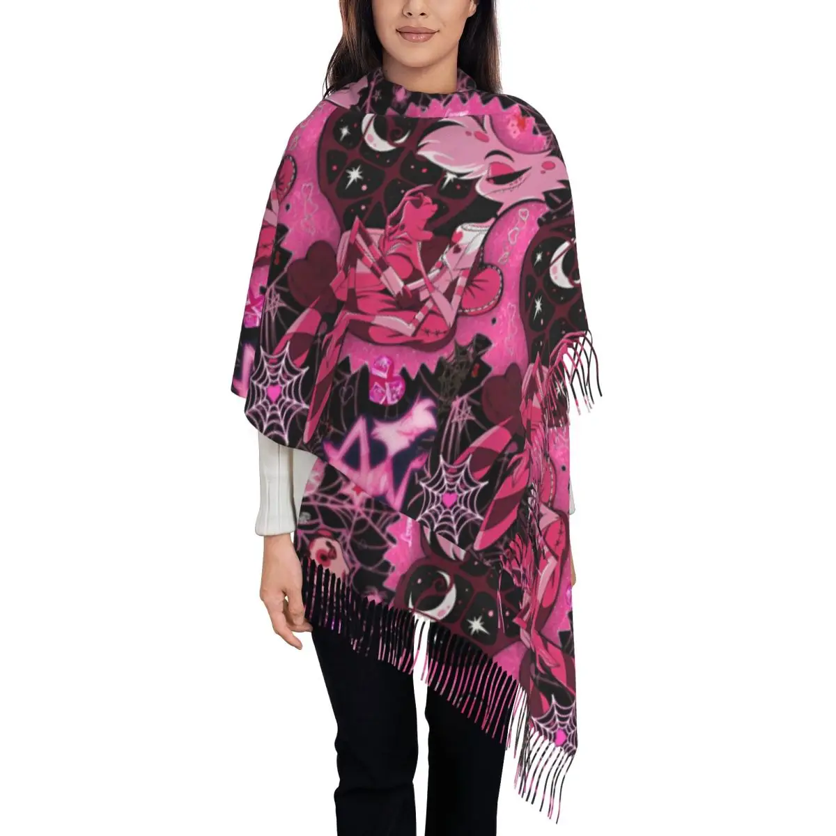 Custom Fun Hazbins Hotels Tassel Scarf Women Winter Fall Warm Shawl Wrap Ladies Scarves
Custom Fun Hazbins Hotels Tassel Scarf Women Winter Fall Warm Shawl Wrap Ladies Scarves
