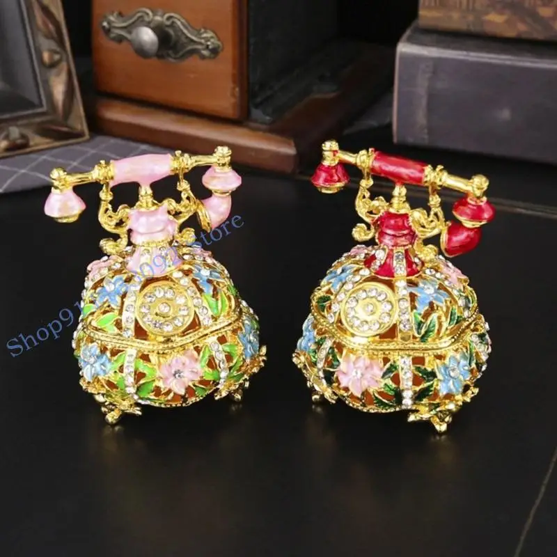 H9ED Artistic Hand Painted Telephone Trinket Box Jewelry Container Metal Texture Suitable for Small Jewelry Organization
H9ED Artistic Hand Painted Telephone Trinket Box Jewelry Container Metal Texture Suitable for Small Jewelry Organization